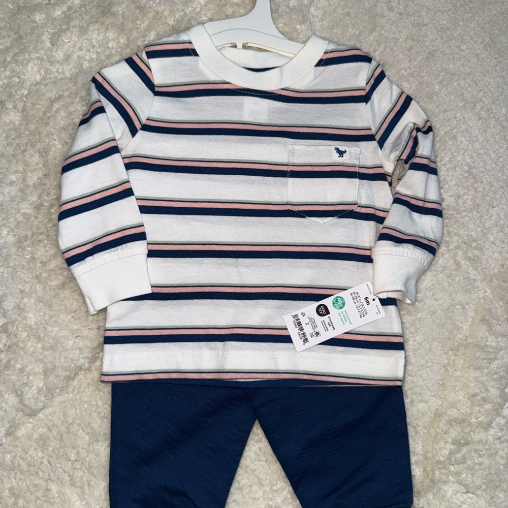 Baby Striped Long Sleeve Shirt and Pants Set